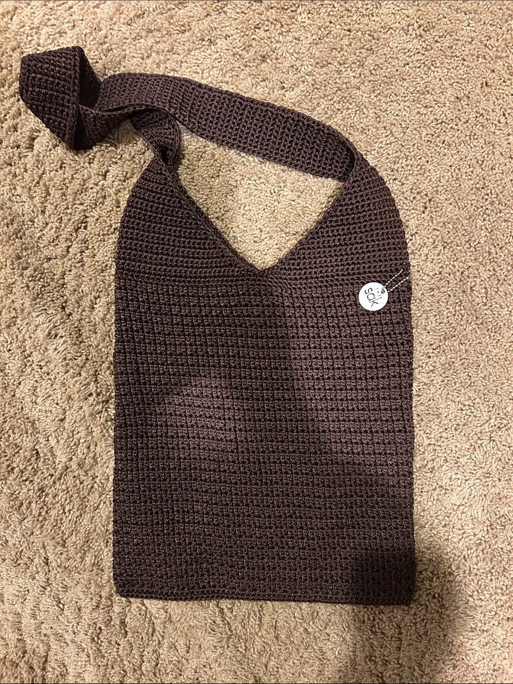 The Sak chocolate Brown Crochet Hobo Shoulder Bag